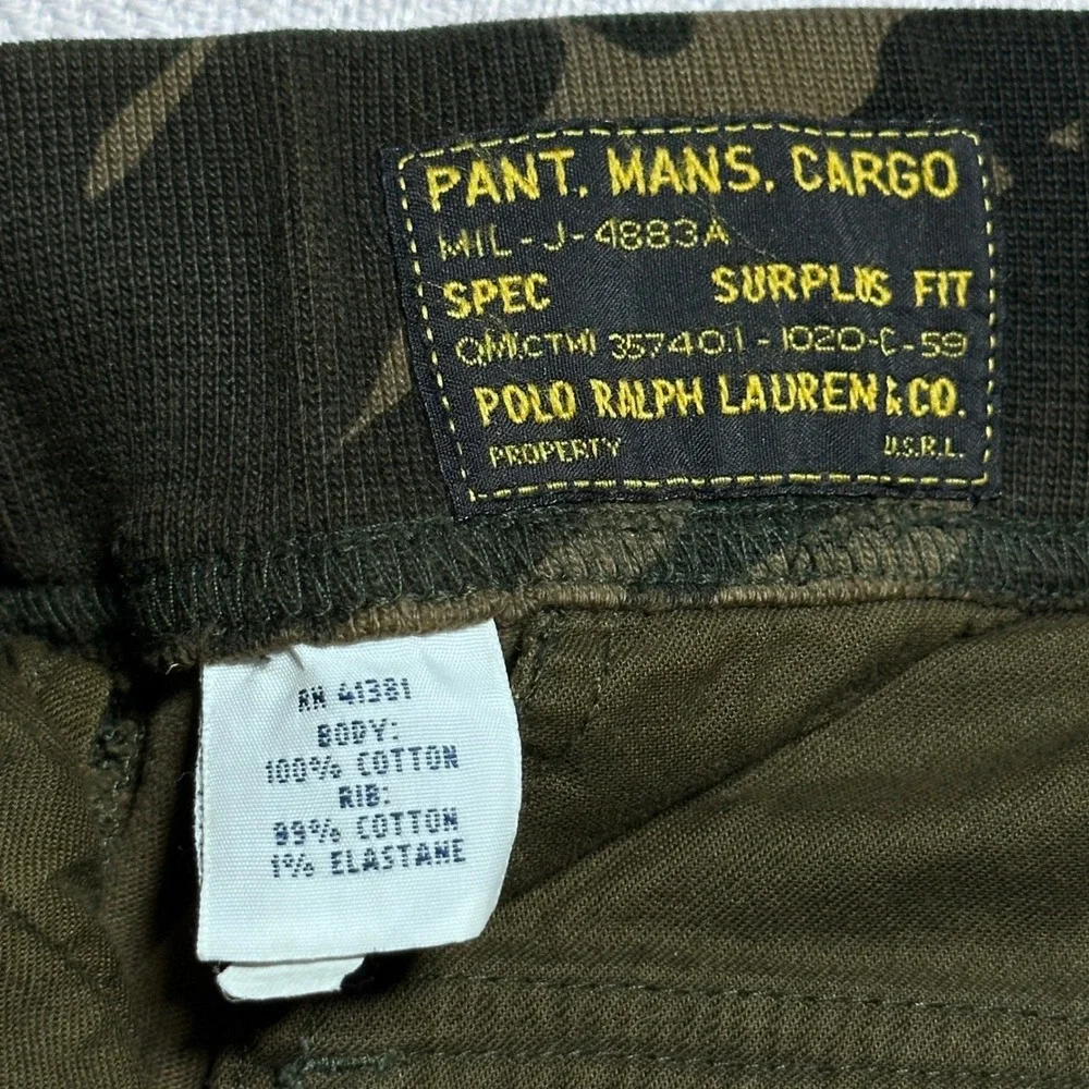 Polo Ralph Lauren Cargo Joggers Mens Small Surplus Fit Camouflage Green Military